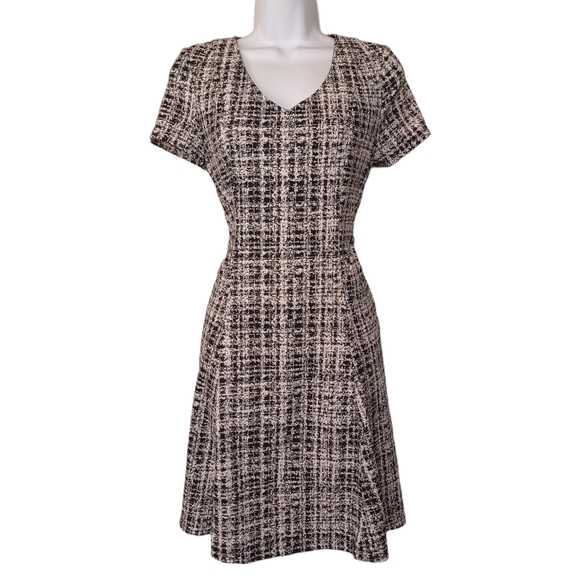 Apt. 9 Dresses & Skirts - APT 9 Black White Plaid Multi Print Short Sleeve A-Line Dress Medium